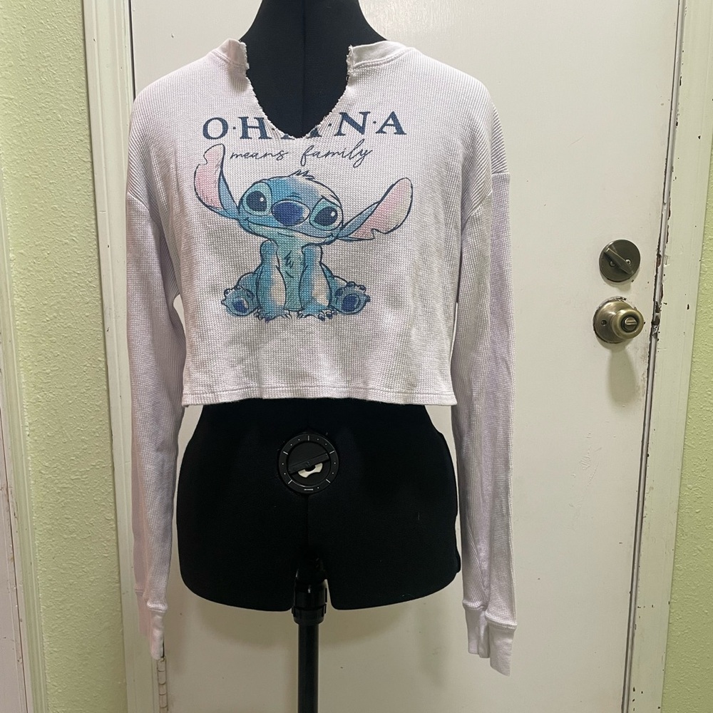 Disney White and Blue Ohana Long Sleeve Tee